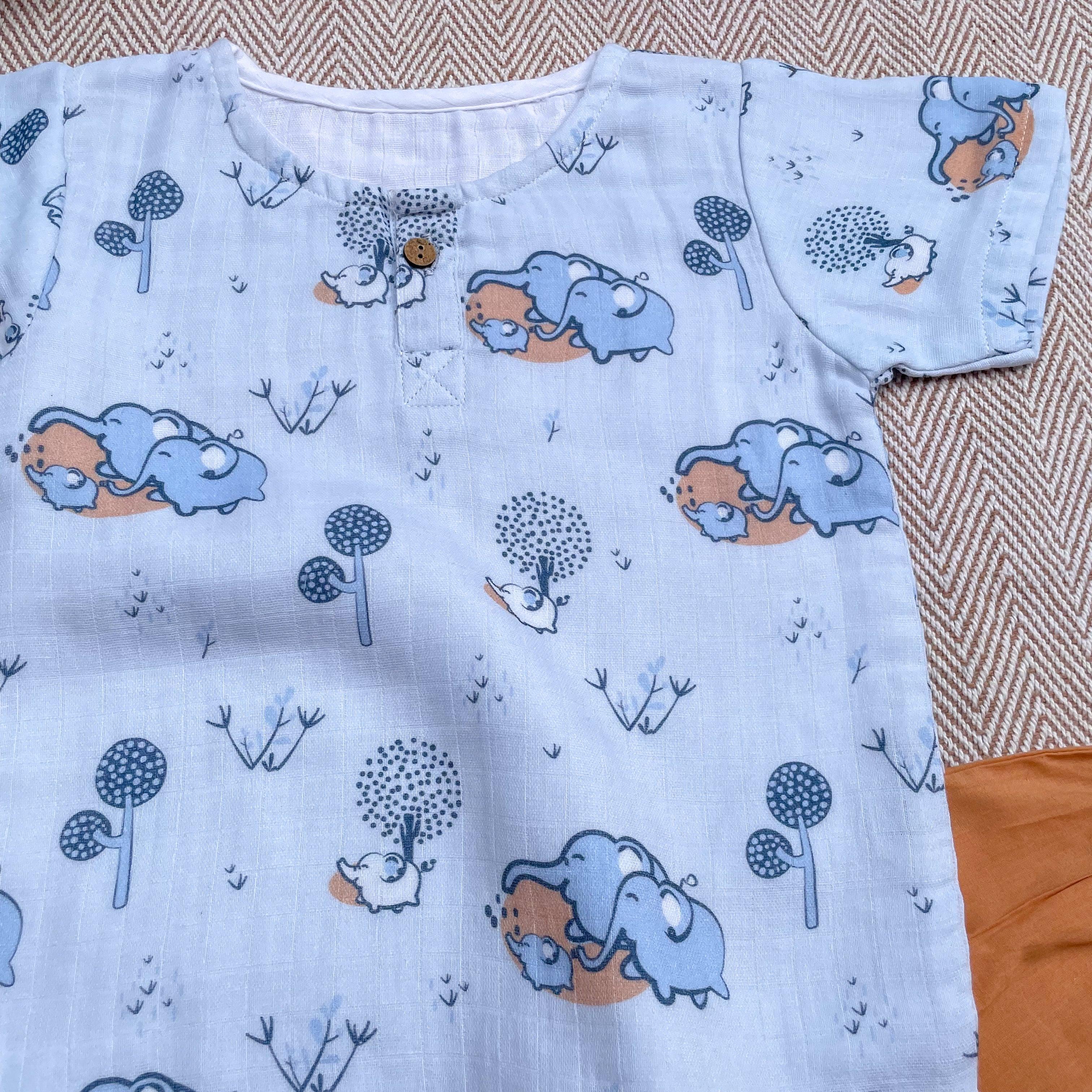 Muslin Co-ord Elephant - Totdot