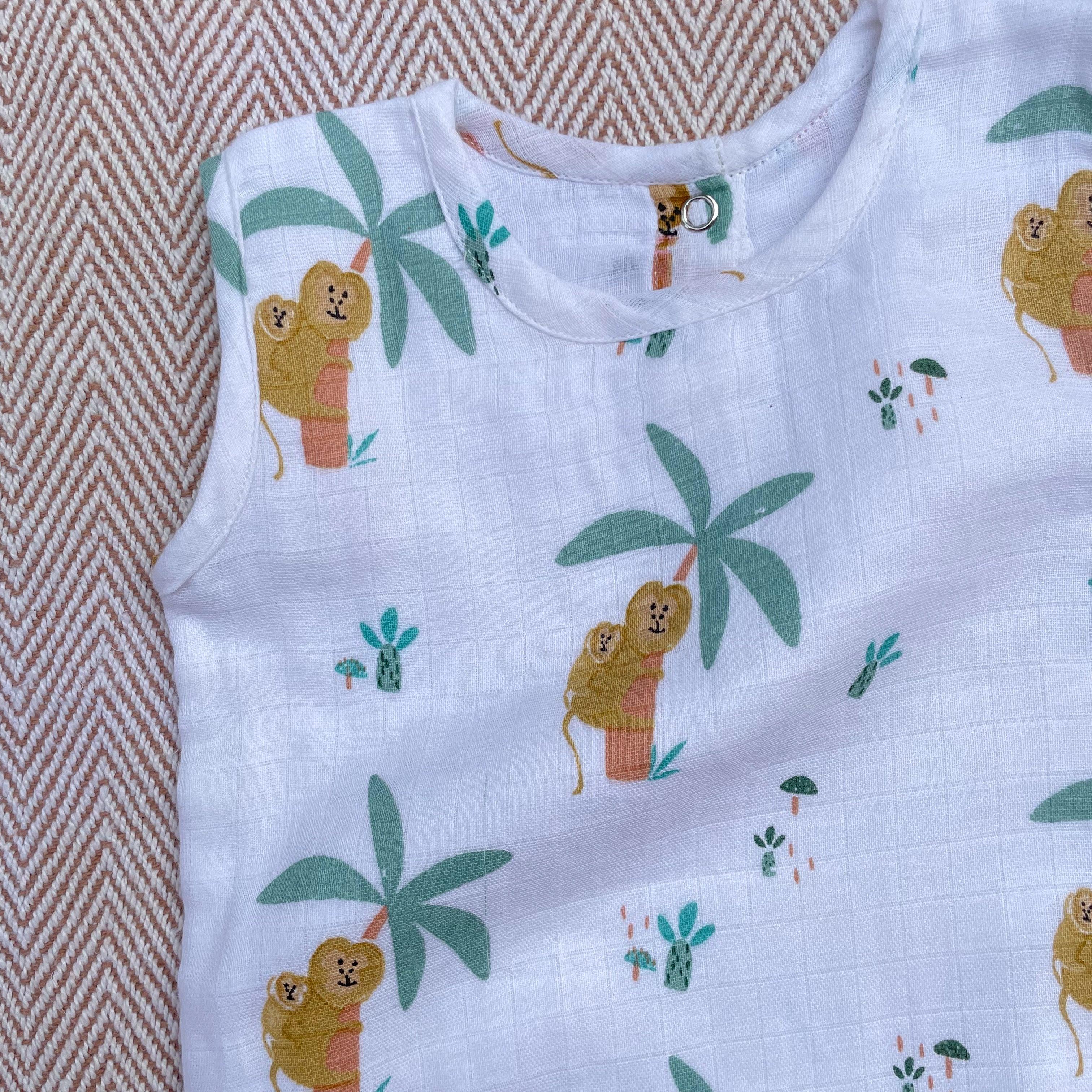 Muslin Onesie- Monkey - Totdot