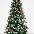 NORTHLIGHT flocked Christmas tree pinecones and cherries – 6 feet
