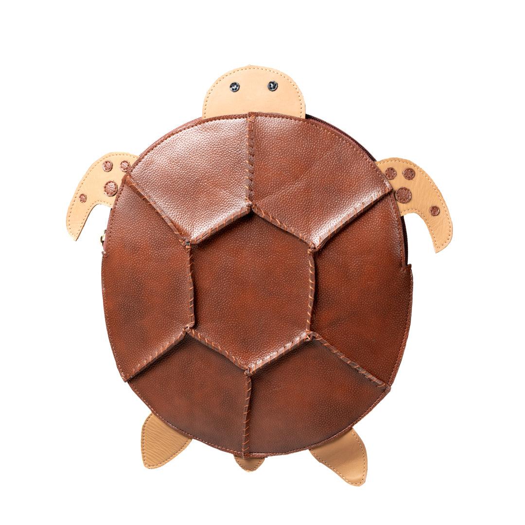 Oogway Turtle Backpack for Kids | Vegan Leather | Brown Color | Velvet Lining - Totdot