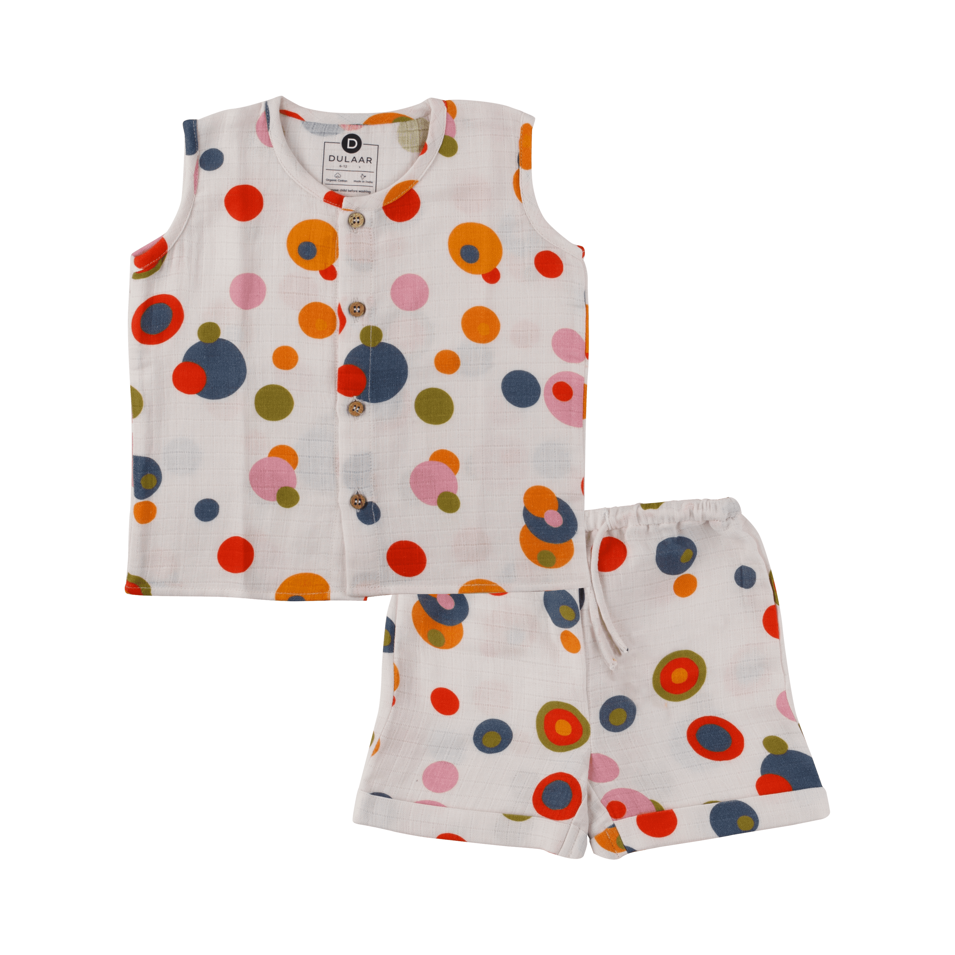 Organic Muslin Vest & Shorts Set | Bubble Pops - Totdot