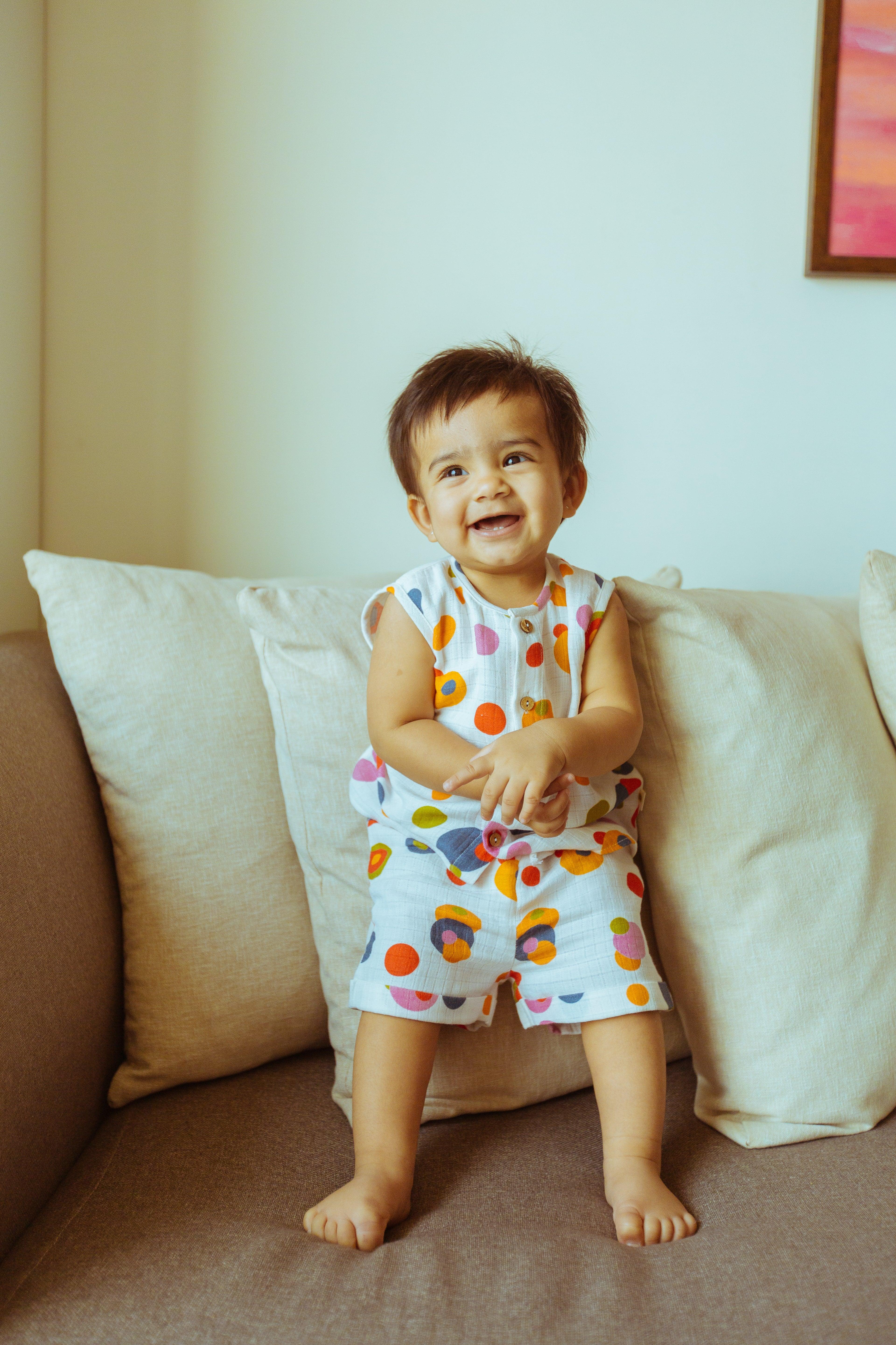 Organic Muslin Vest & Shorts Set | Bubble Pops - Totdot