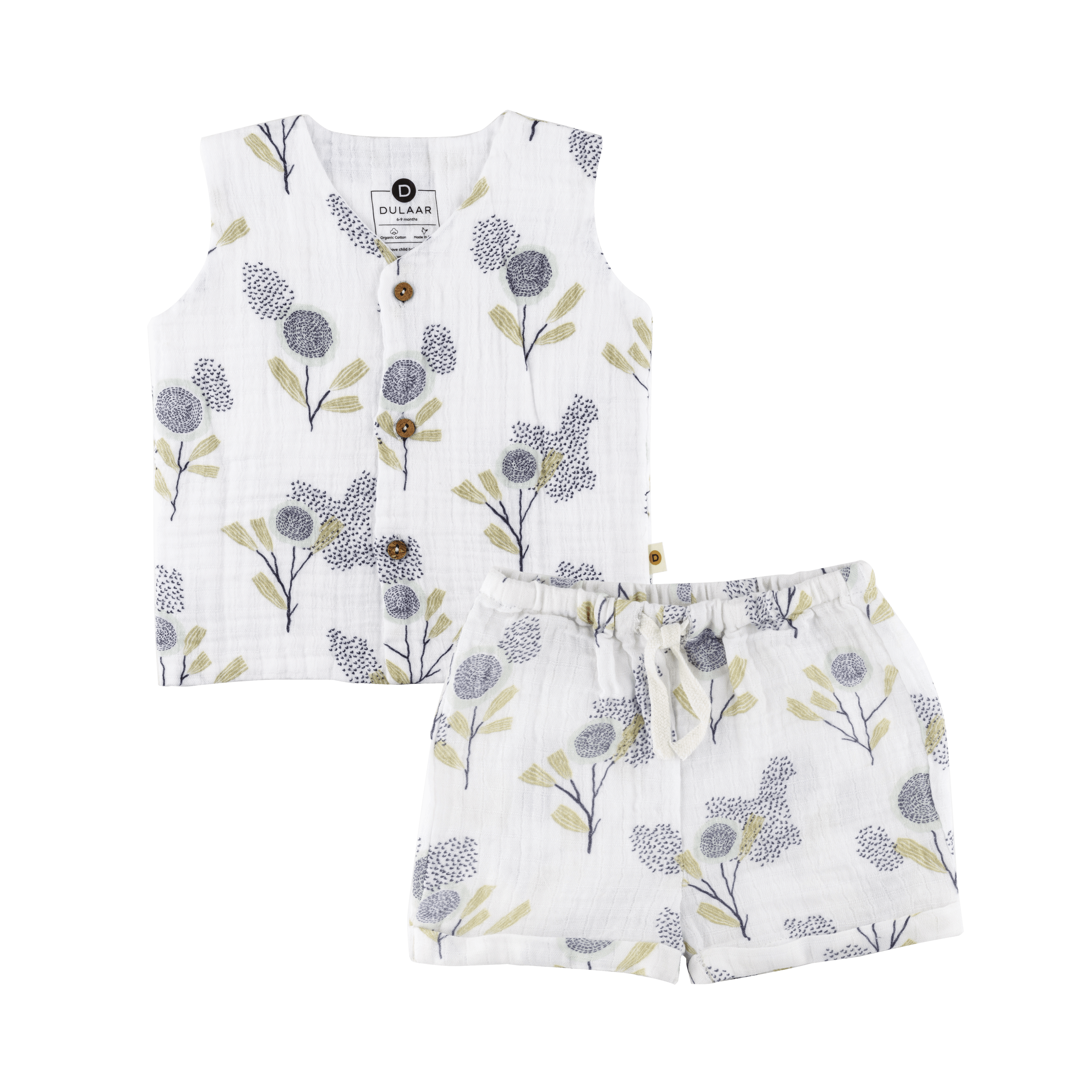 Organic Muslin Vest & Shorts Set | Bubble Pops - Totdot