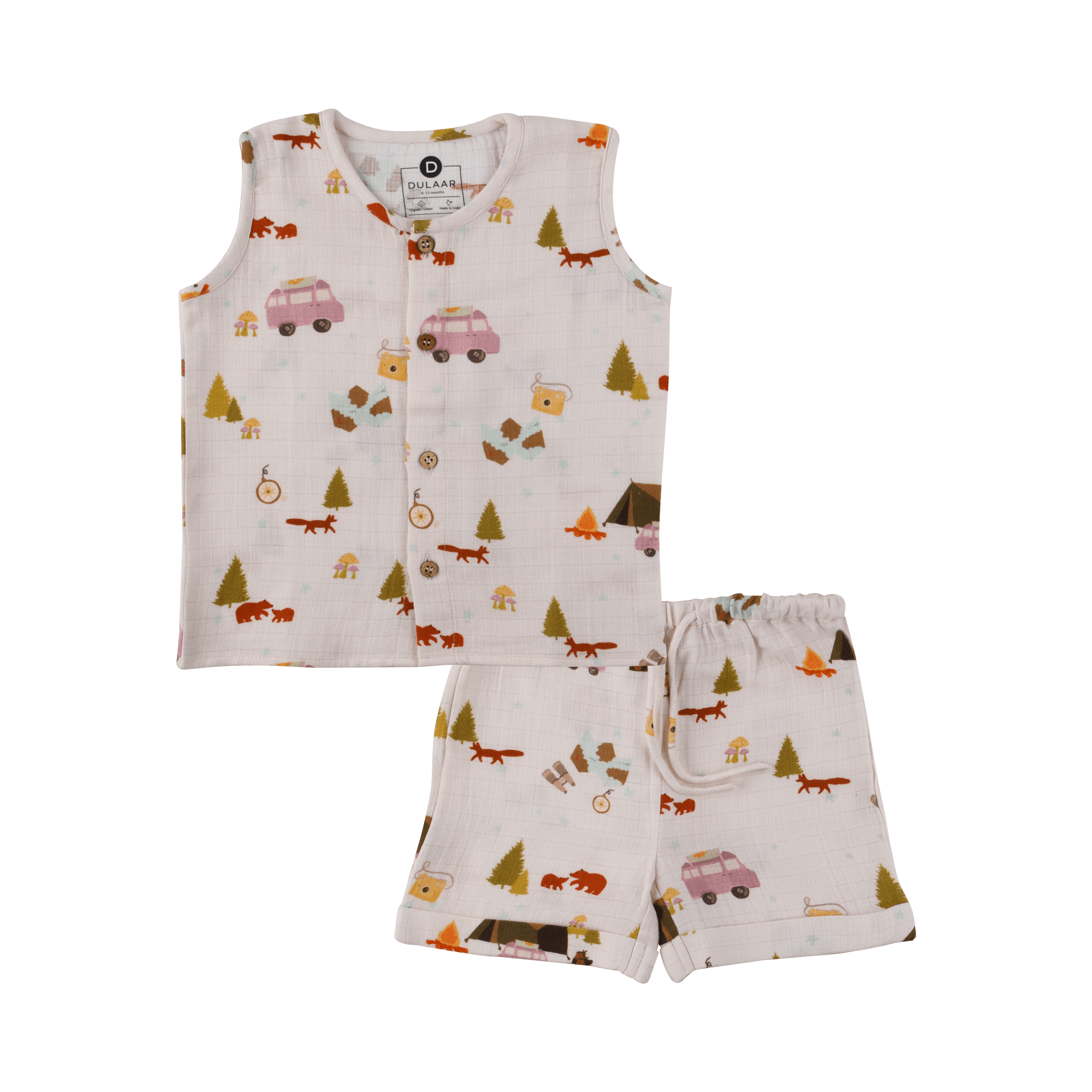 Organic Muslin Vest & Shorts Set | Bubble Pops - Totdot