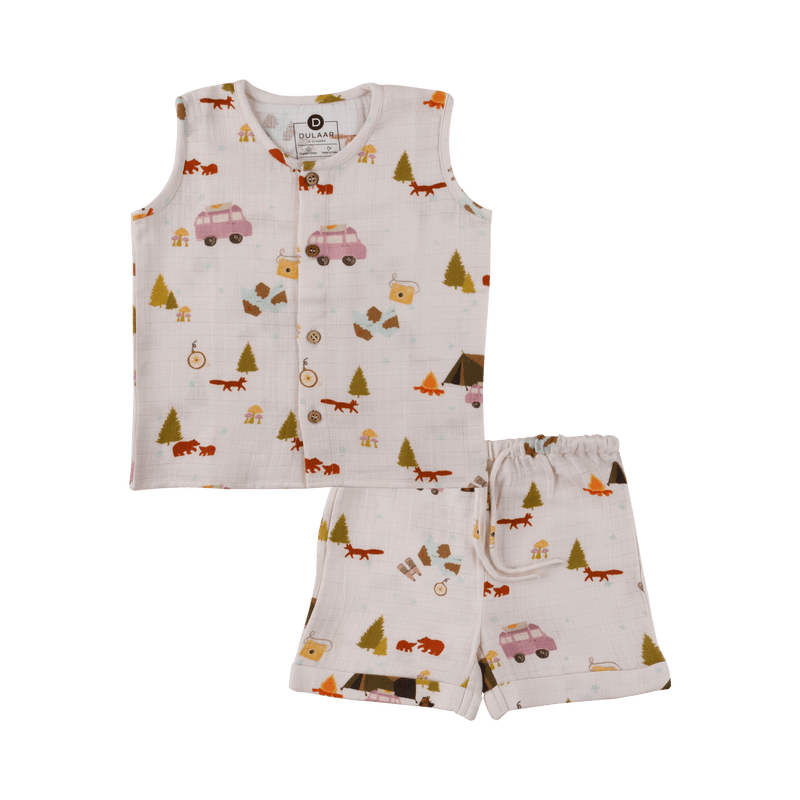 Organic Muslin Vest & Shorts Set | Bubble Pops - Totdot