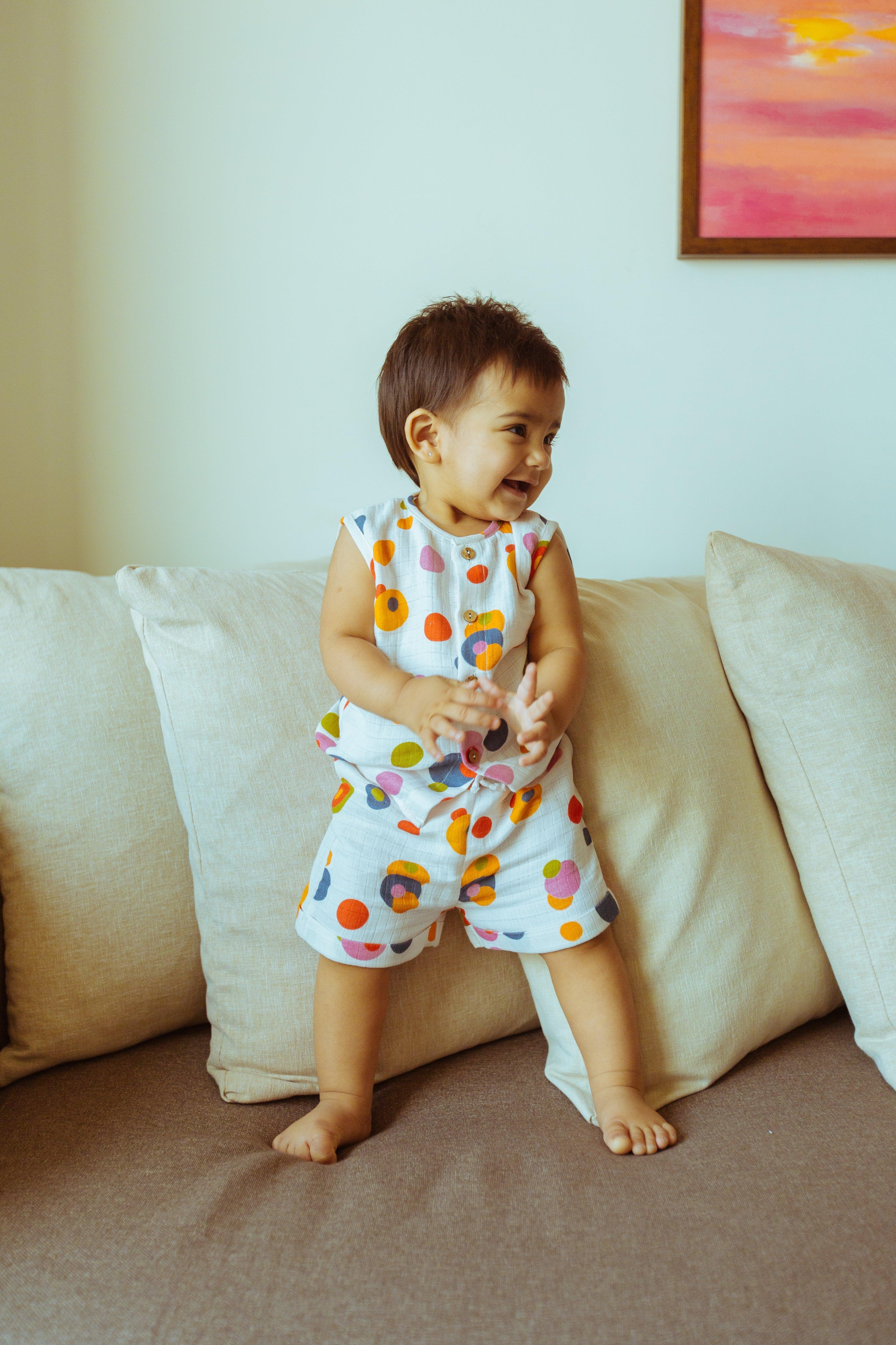 Organic Muslin Vest & Shorts Set | Green Zen - Totdot