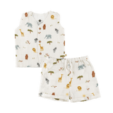 Organic Muslin Vest & Shorts Set | Green Zen - Totdot