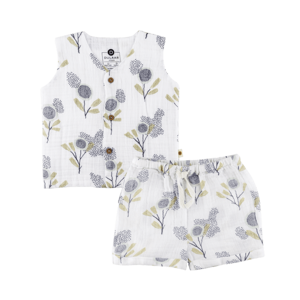 Organic Muslin Vest & Shorts Set | The Sparrow And Flower - Totdot