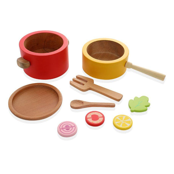 Our Beech Wood Kitchen Play Set - 9-Piece Cooking Set for Kids - Totdot