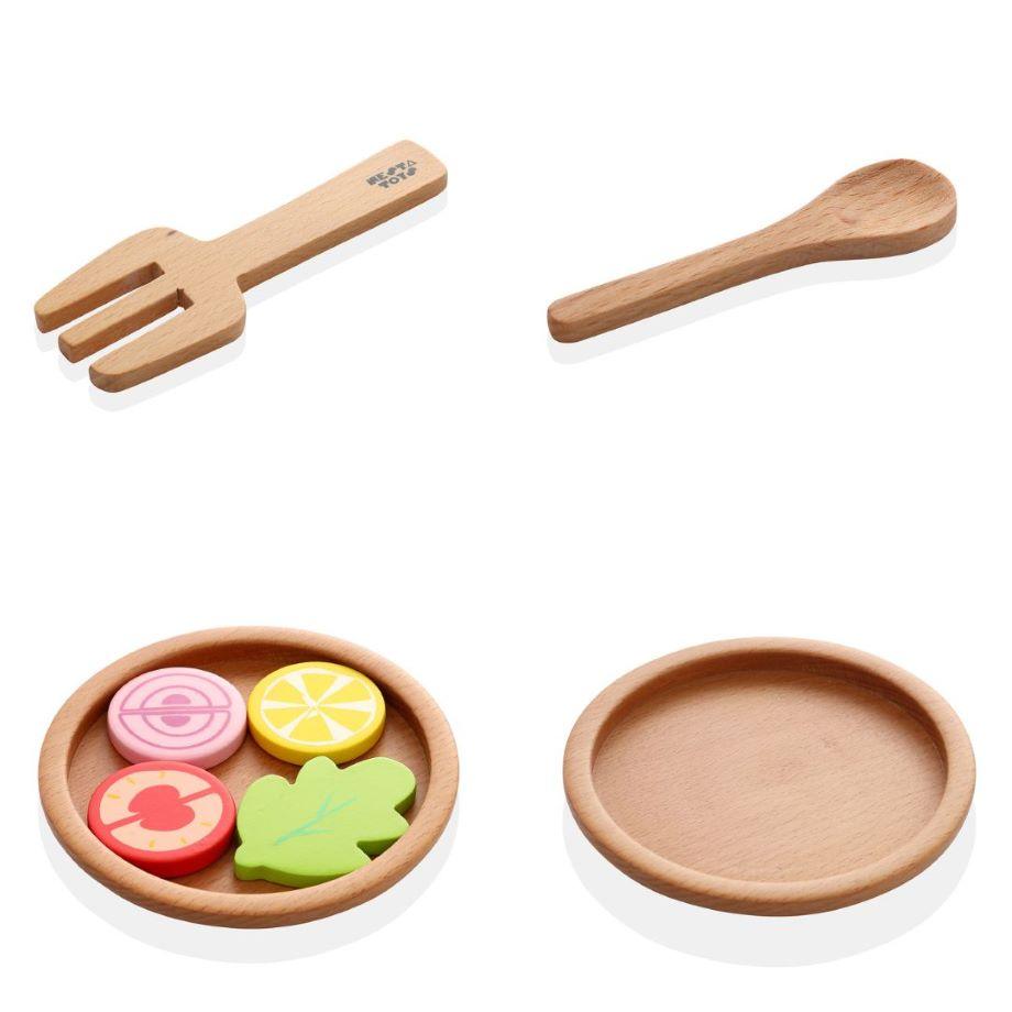 Our Beech Wood Kitchen Play Set - 9-Piece Cooking Set for Kids - Totdot