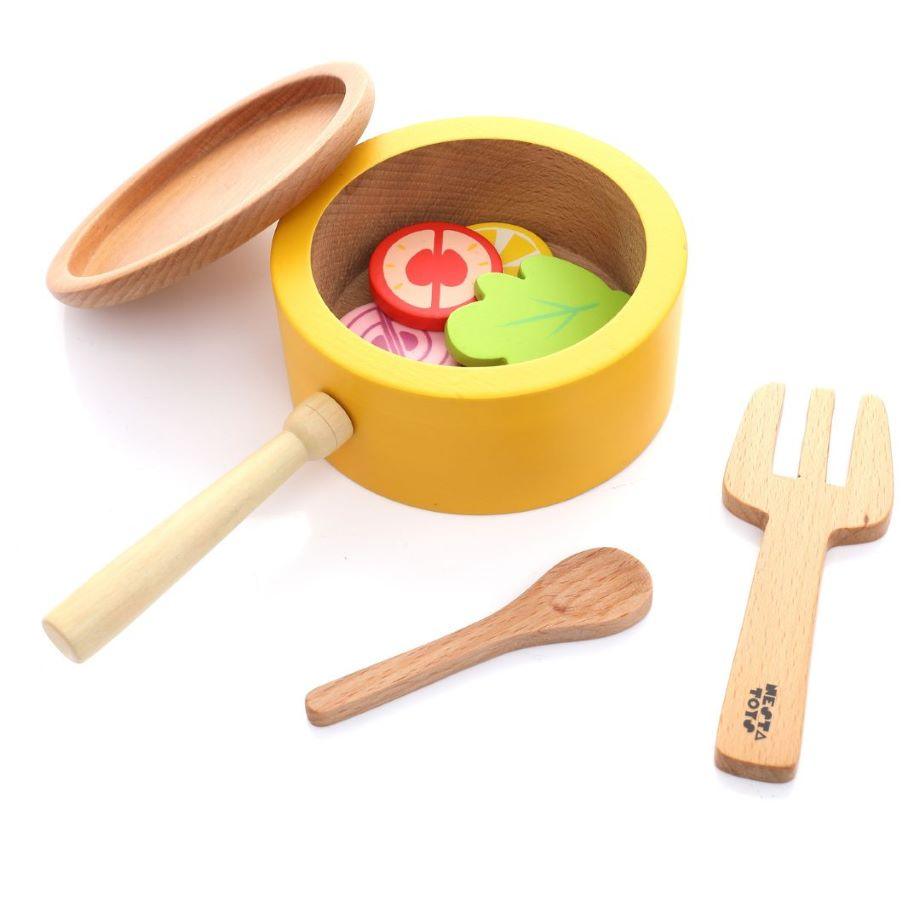 Our Beech Wood Kitchen Play Set - 9-Piece Cooking Set for Kids - Totdot