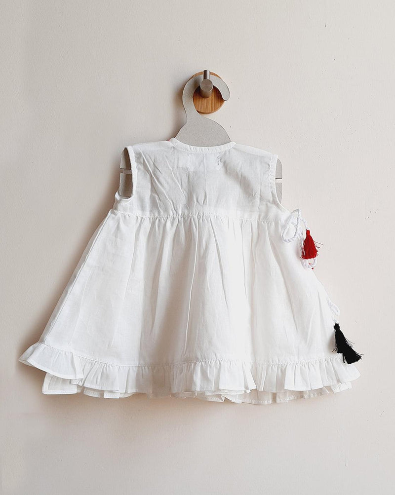 Panda Organic Cotton Embroidered Girls Jhabla/Dress - Totdot