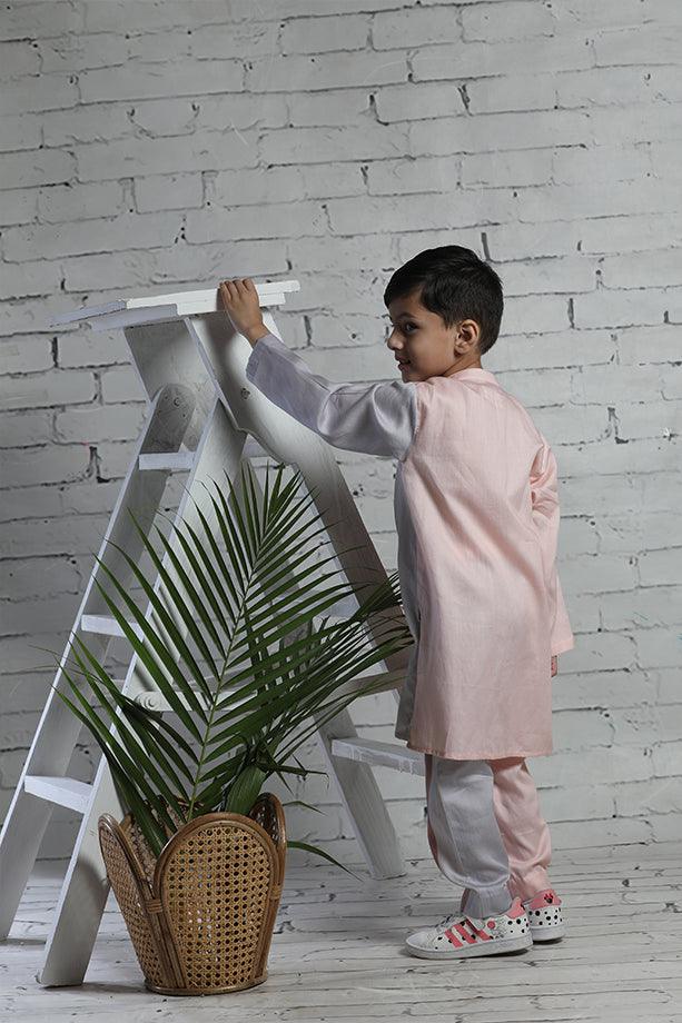 Peach Long Kurta and Pants Set for Boys - Totdot