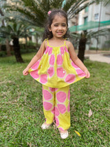 PINK AND YELLOW CLAMP TIE DYE CO-ORD SET - SET OF 2 - Totdot