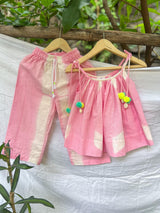 PINK AND YELLOW CLAMP TIE DYE CO-ORD SET - SET OF 2 - Totdot
