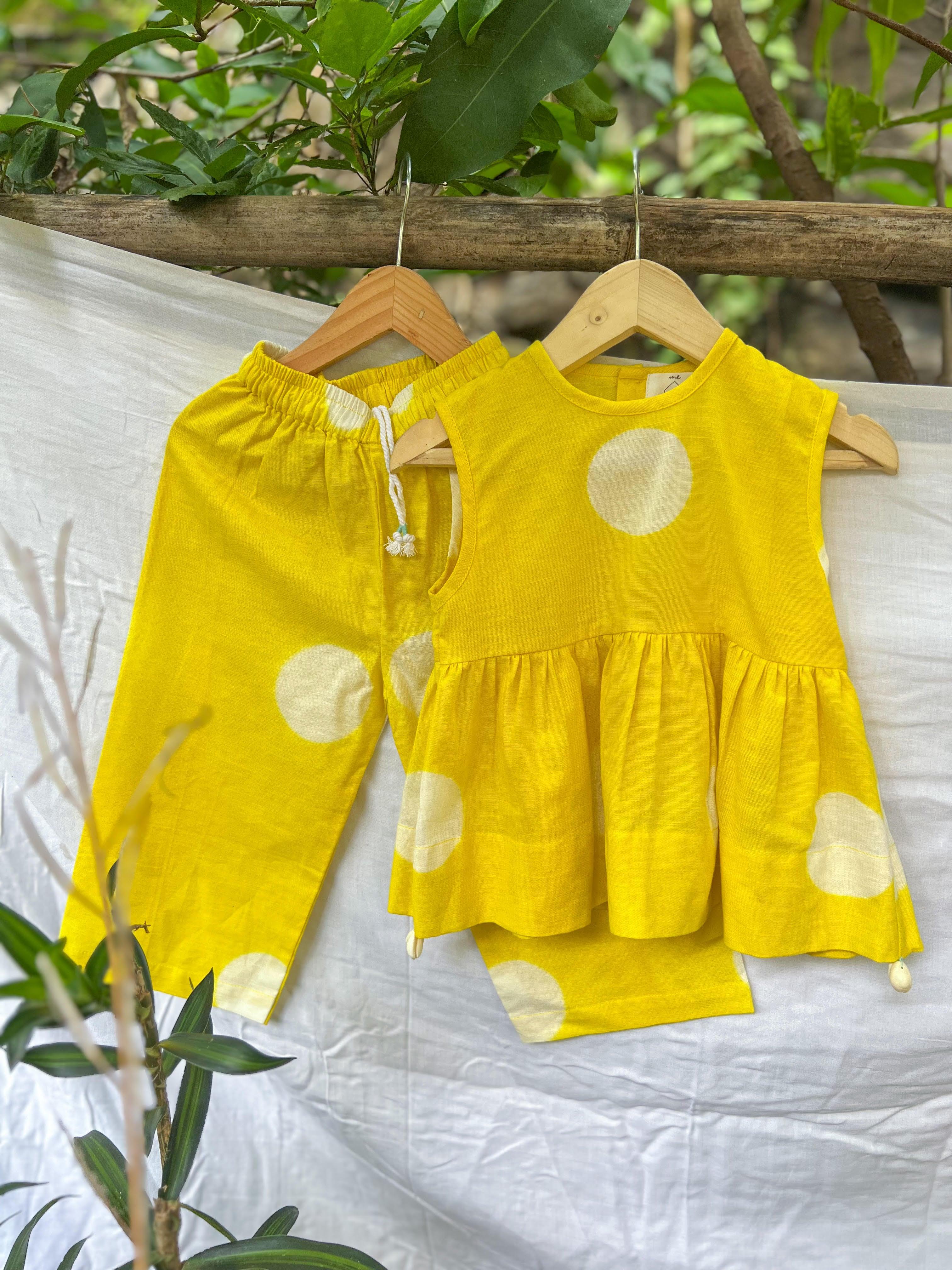 PINK AND YELLOW CLAMP TIE DYE CO-ORD SET - SET OF 2 - Totdot