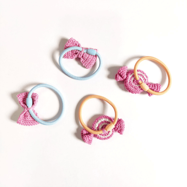 Pink Bow and Pink Sweet Hair Tie set - Totdot