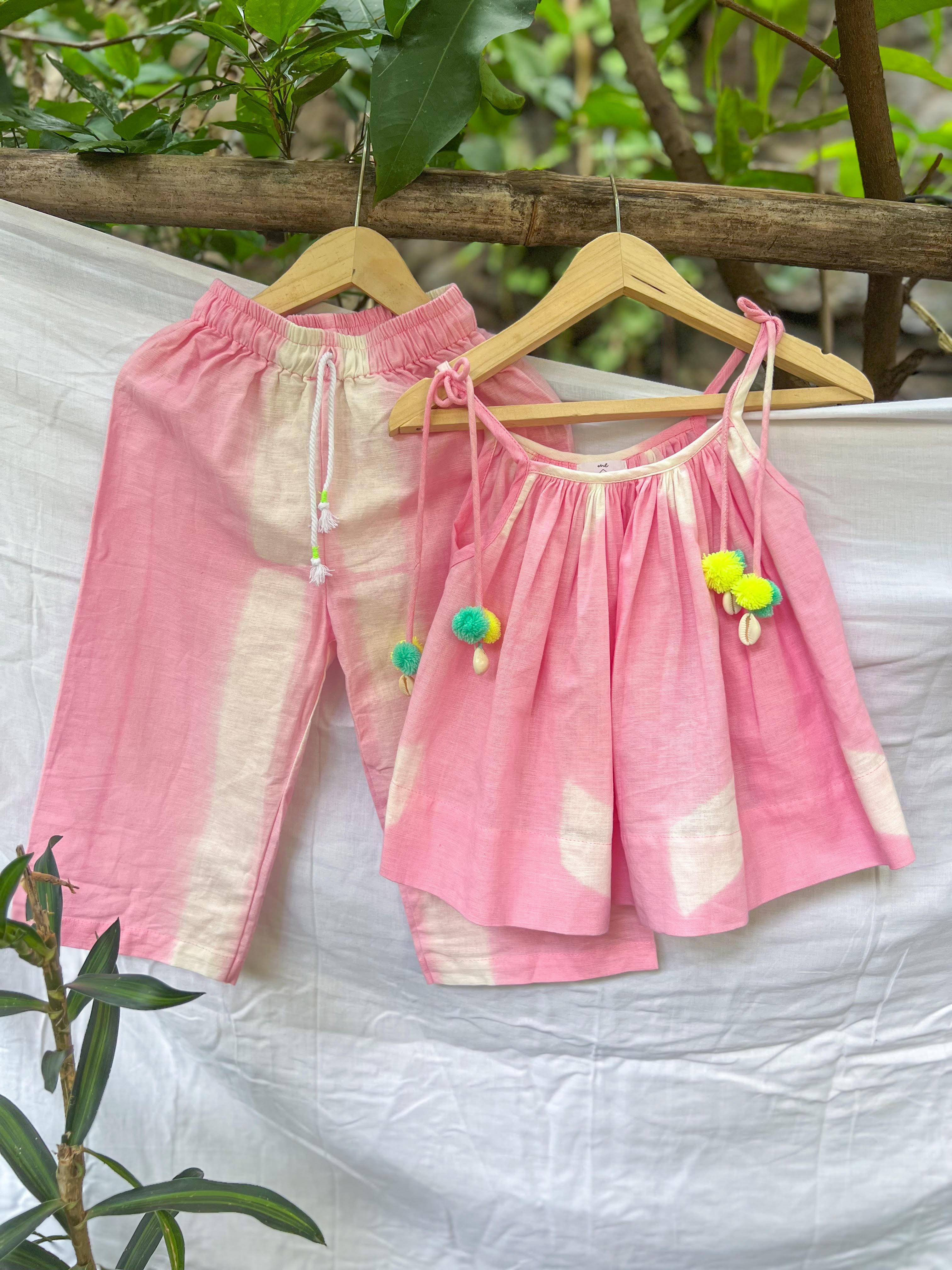 PINK CLAMP TIE DYE CO-ORD SET - SET OF 2 - Totdot