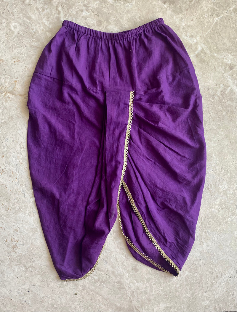 Pink Kedia top and purple dhoti pants (set of 2) - Totdot