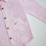 Pinky Elephant Embroidered Formal Shirt - Totdot