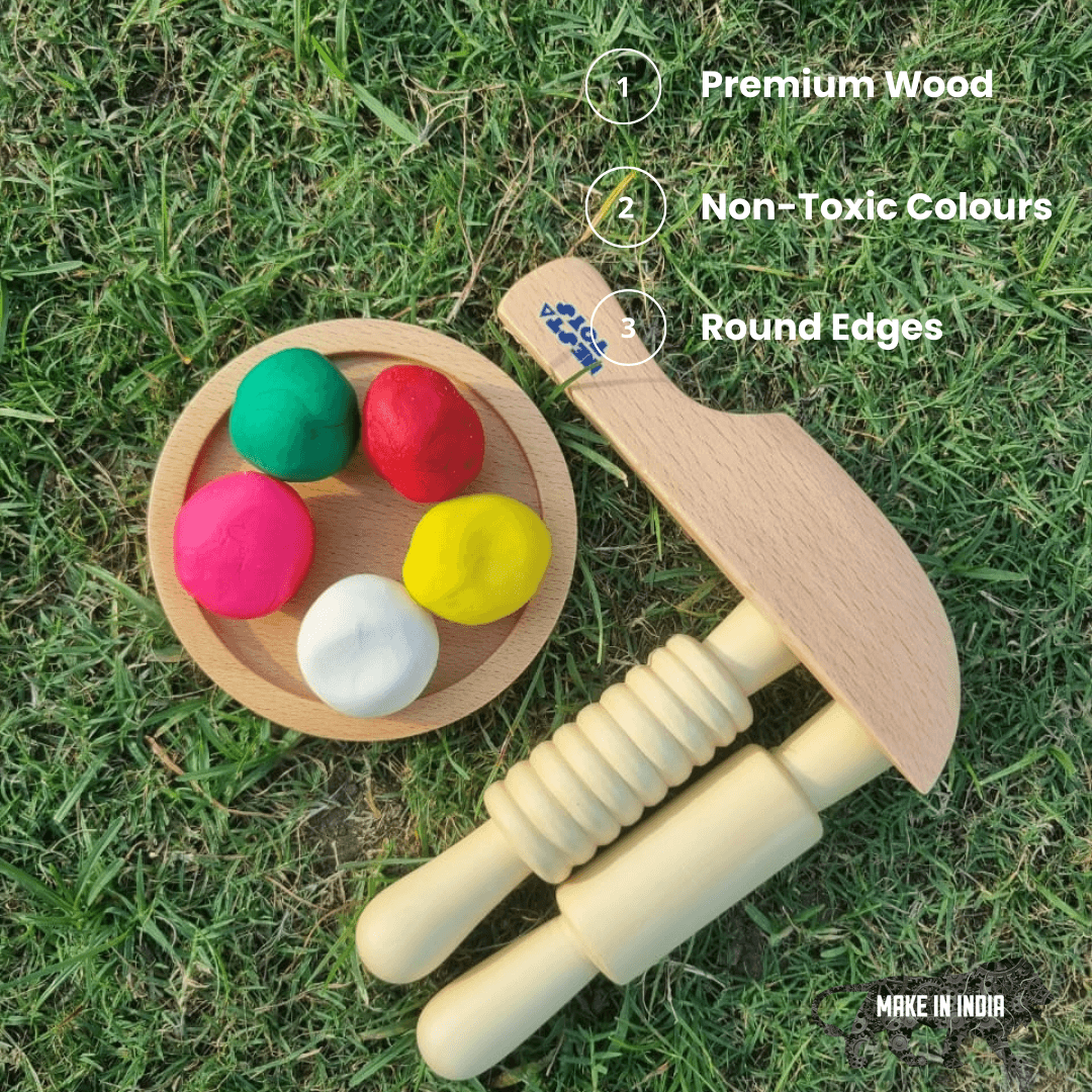 Play Dough Kit | Rolling Pins & Knife | Pretend Play Kitchen Toys - Totdot