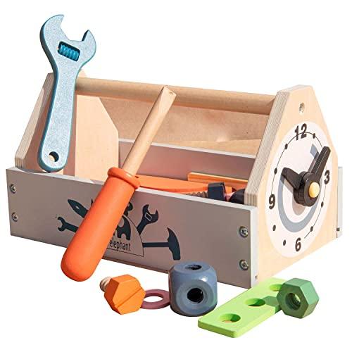 Pretend Play Toy Wooden Toy Tool Kit (1 Years +) Imagination and Creativity Fix it up Wooden Toy (32 Pcs) - Totdot