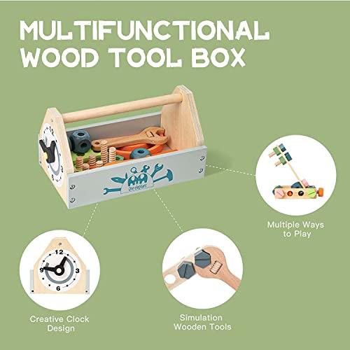 Pretend Play Toy Wooden Toy Tool Kit (1 Years +) Imagination and Creativity Fix it up Wooden Toy (32 Pcs) - Totdot