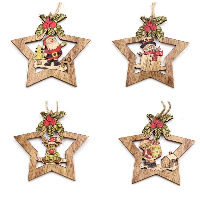 Timber Twinkle Star Ornaments- Set of 4