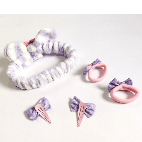 Purple and Pink Hair Band, Clip and Hair Tie set - Totdot