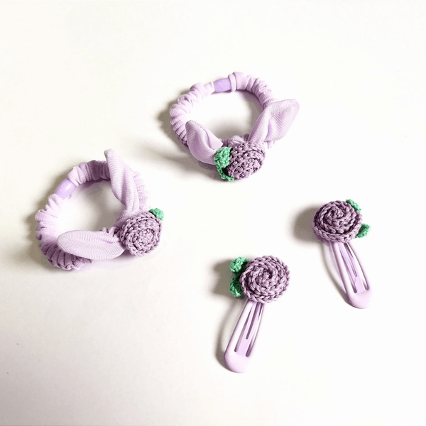 Purple Clip and Hair Tie set - Totdot