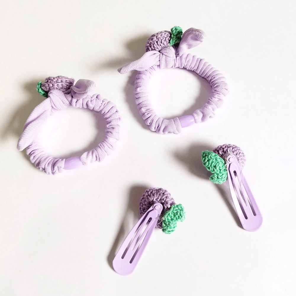 Purple Clip and Hair Tie set - Totdot