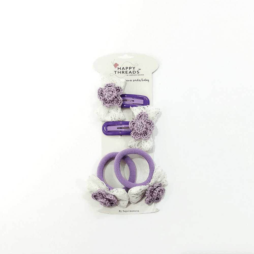 Purple Clip and Hair Tie set - Totdot