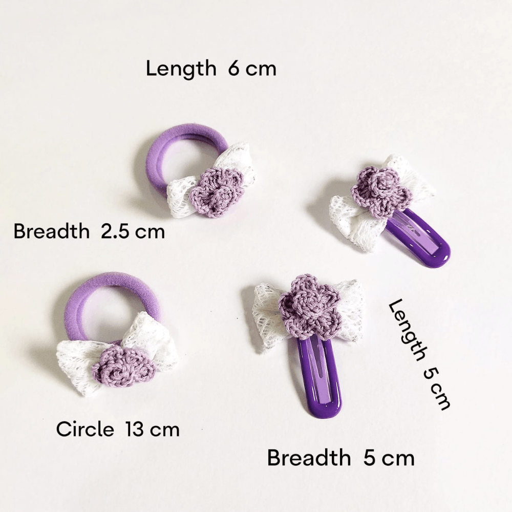 Purple Flower Clip and Hair Tie set - Totdot