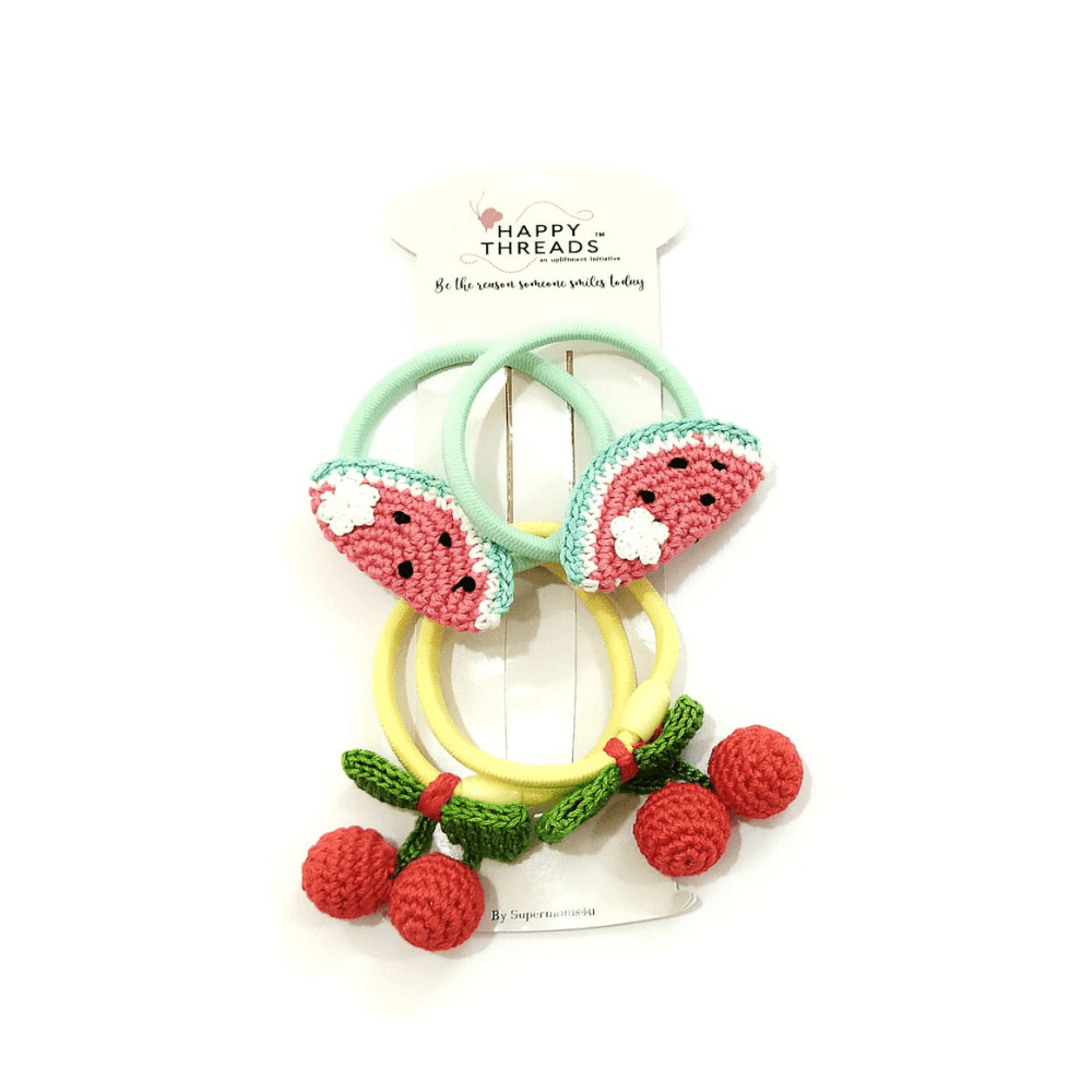 Red Cherry and Watermelom Hair Tie set - Totdot