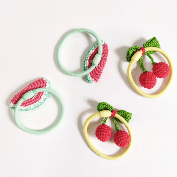 Red Cherry and Watermelom Hair Tie set - Totdot