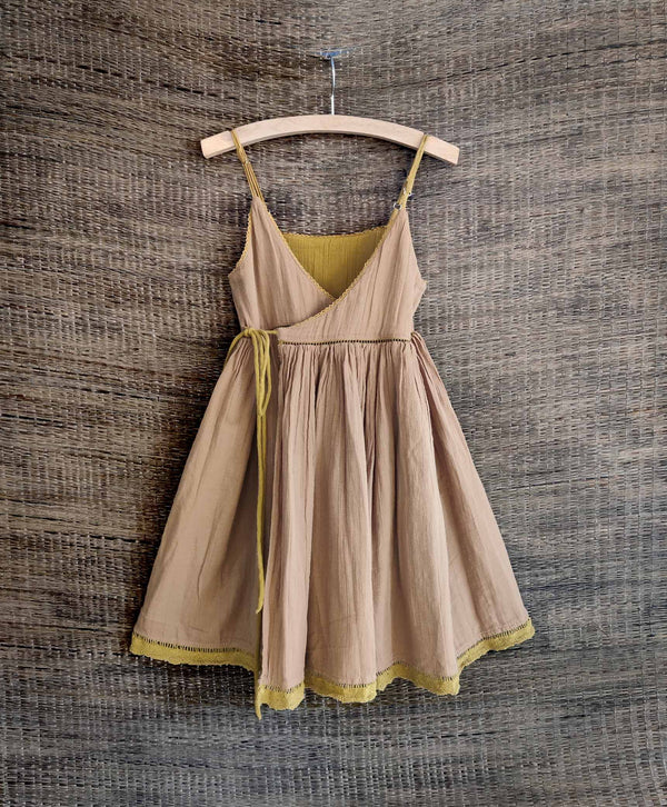 Reversible wrap Dress | Yellow - Beige