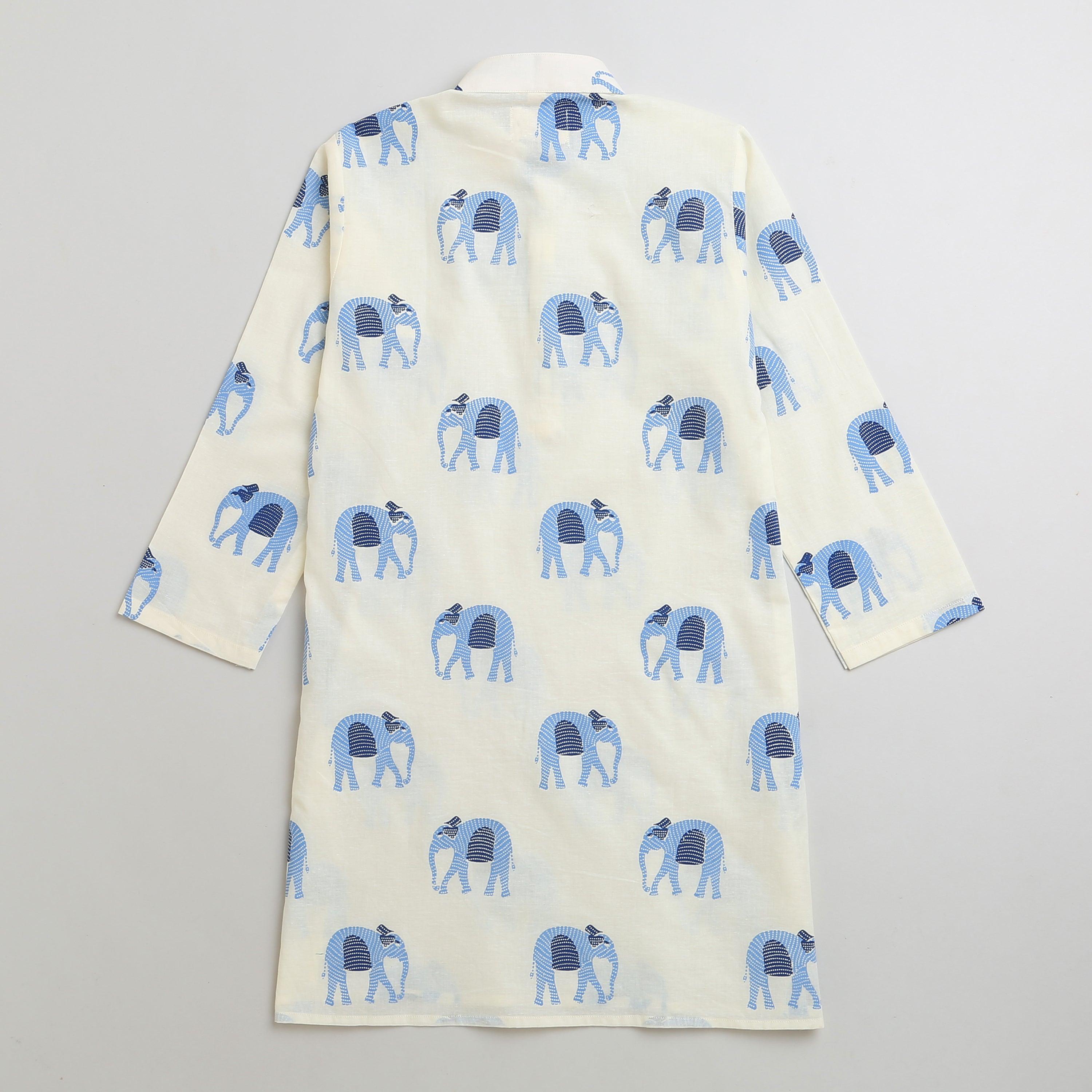 Rupa- The Elephant Boys Kurta (White) - Totdot