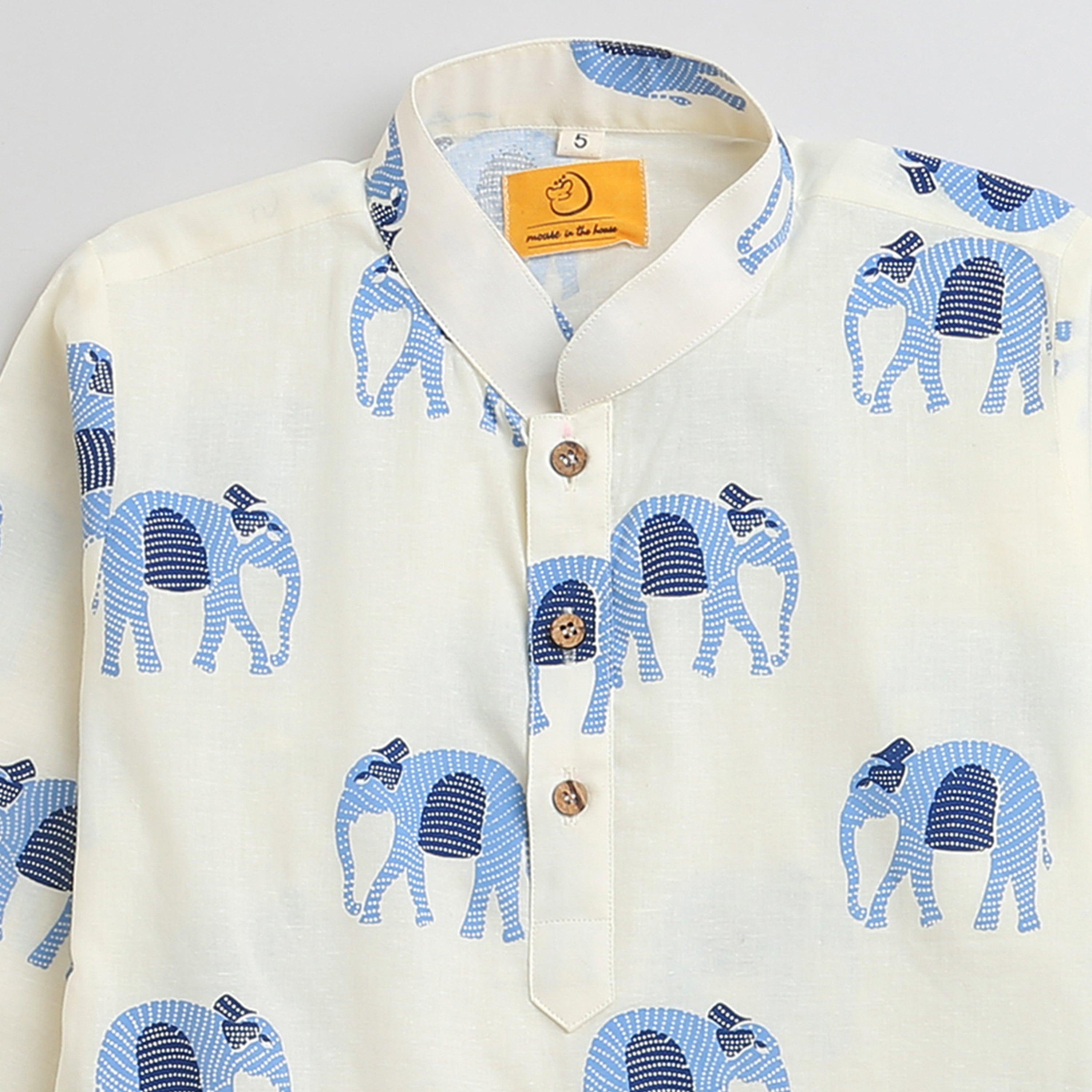 Rupa- The Elephant Boys Kurta (White) - Totdot