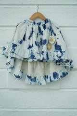 Set of 2 - 'Blue Sky’ top and high low tie and dye skirt in indigo - Totdot
