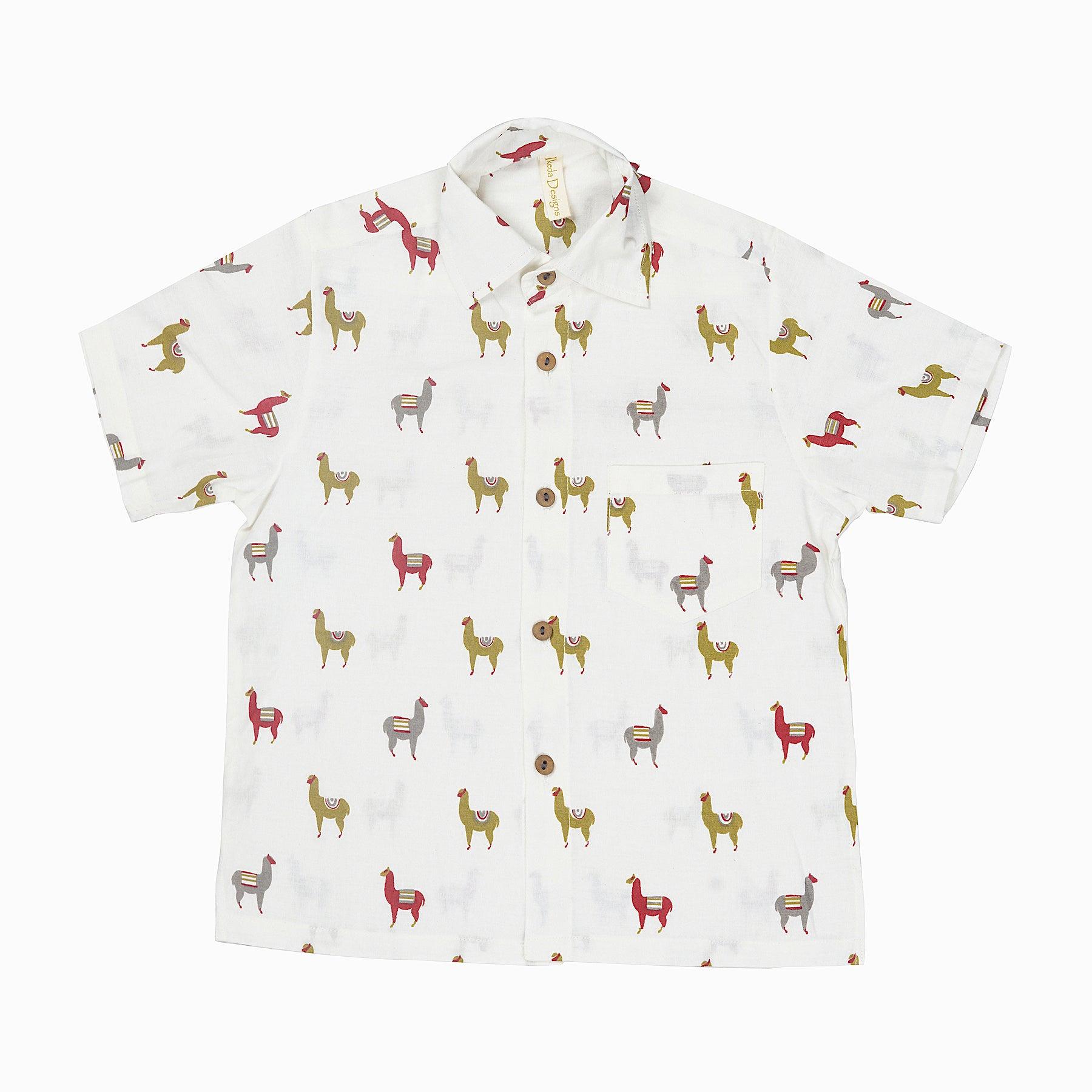 Sheep Print Half Sleeves Shirt- Multicolor - Totdot