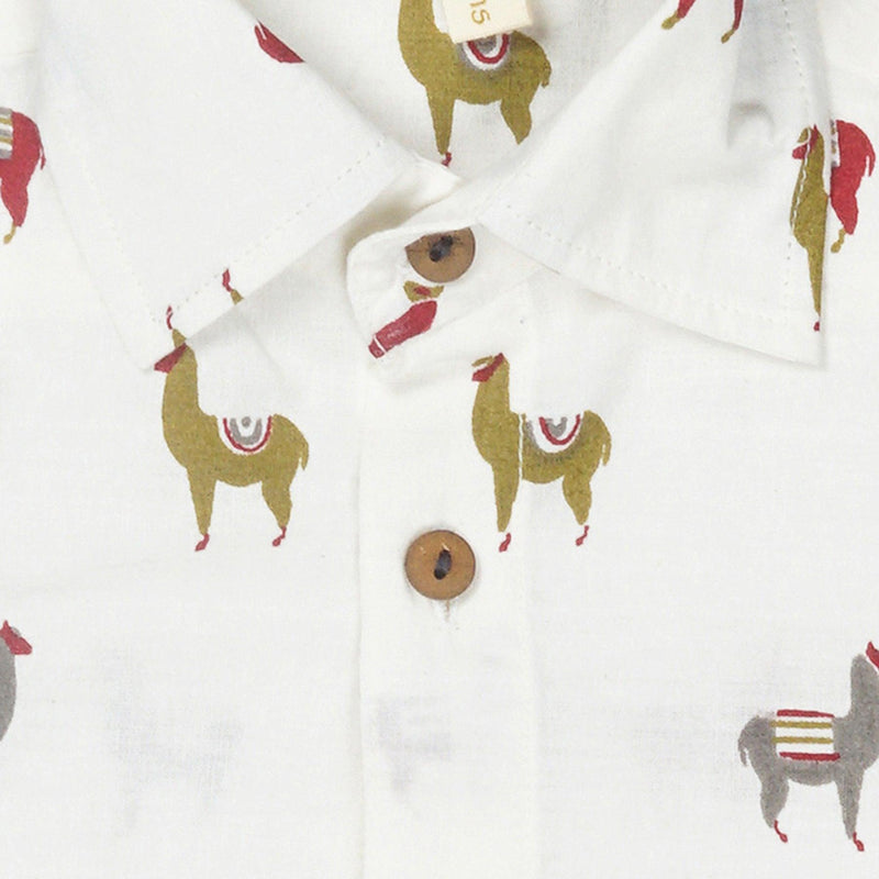 Sheep Print Half Sleeves Shirt- Multicolor - Totdot