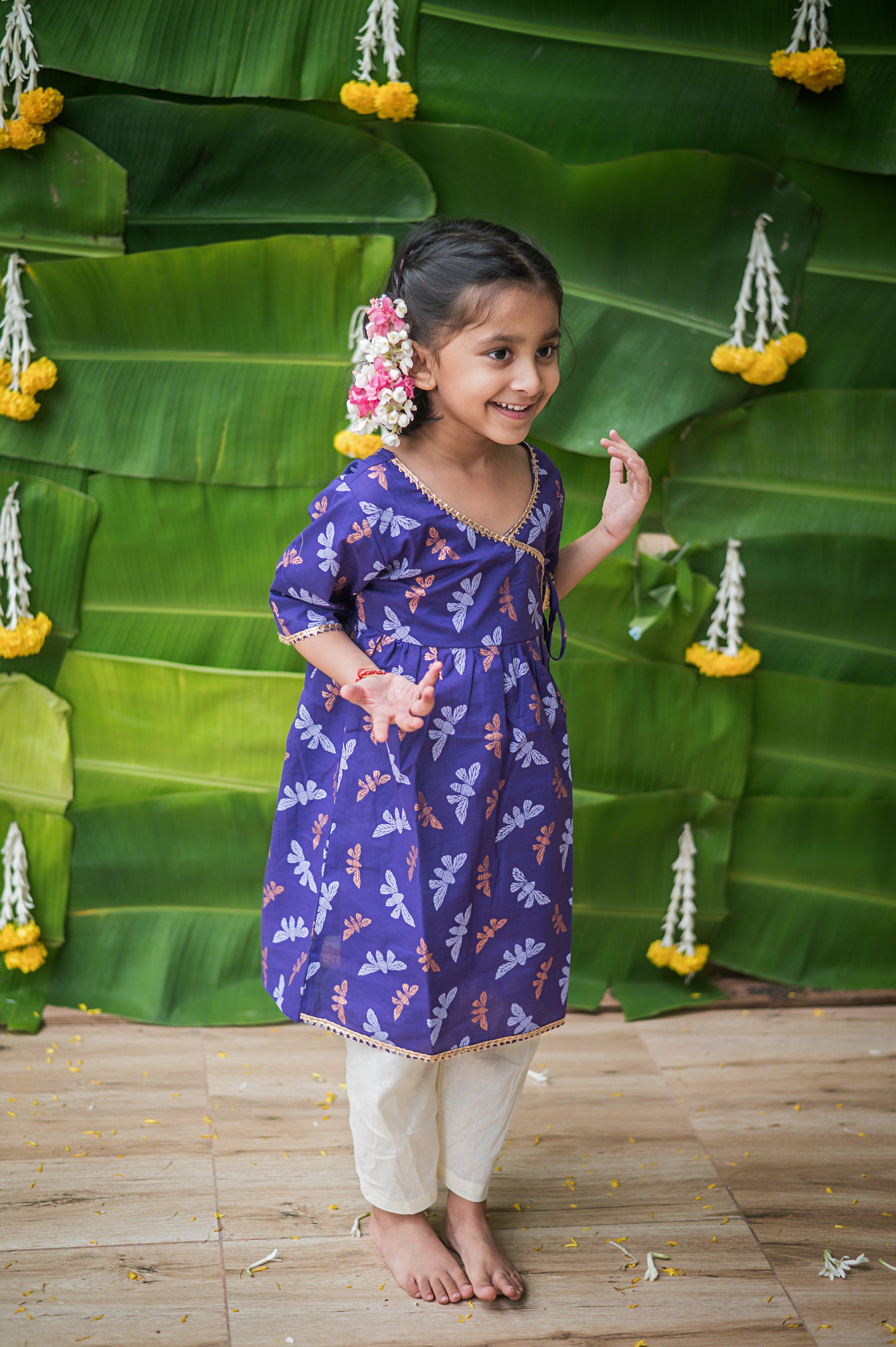 Shimmering Butterfly Girls Ethnic Wear - Totdot