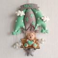 Minty Green Teddy On a Swing Name Hanging