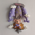 Dreamy Lavender Teddy On a Swing Name Hanging