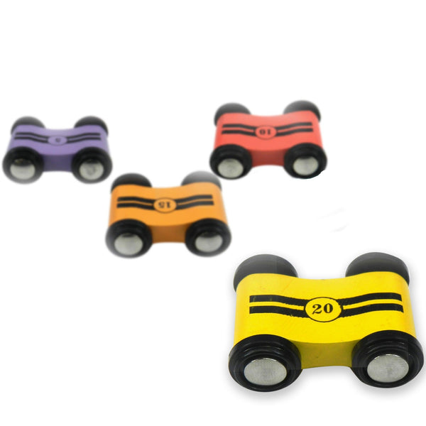 Speedy Wheels Toy Race Car Set- Wooden Racecars with 4 Hand Painted Colorful Cars, Moving Wheels for Racing- Fun Cars Set for Boys & Girls - Totdot
