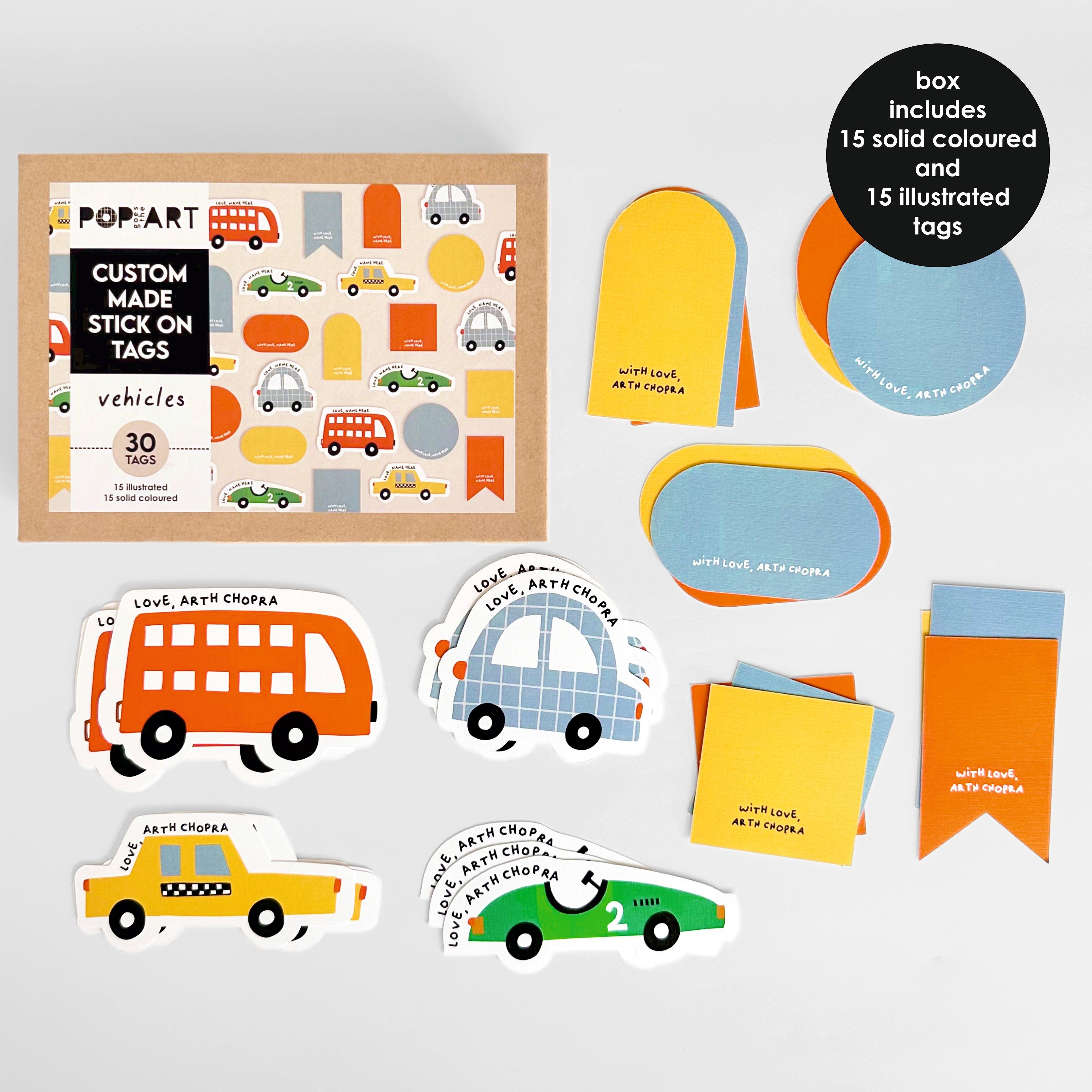 Stick On Tags | Vehicles - Totdot