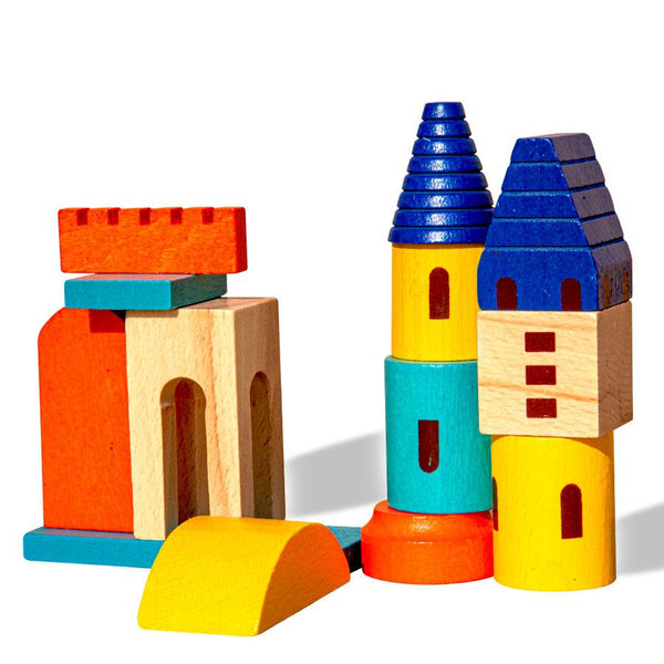 The Builder Wooden Toy 45 blocks ( 1 Years + ) Imagination and Creativity (Large) - Totdot