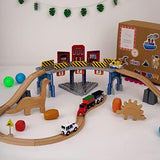 The Dino Land | Third Set-1 Including (Police Jeep,1 Car,1 Boat,2 Dinosaurs,3 Stones,1 Signal,4 Plastic Attachment,12 Tracks and1 Large Bridge) - Totdot