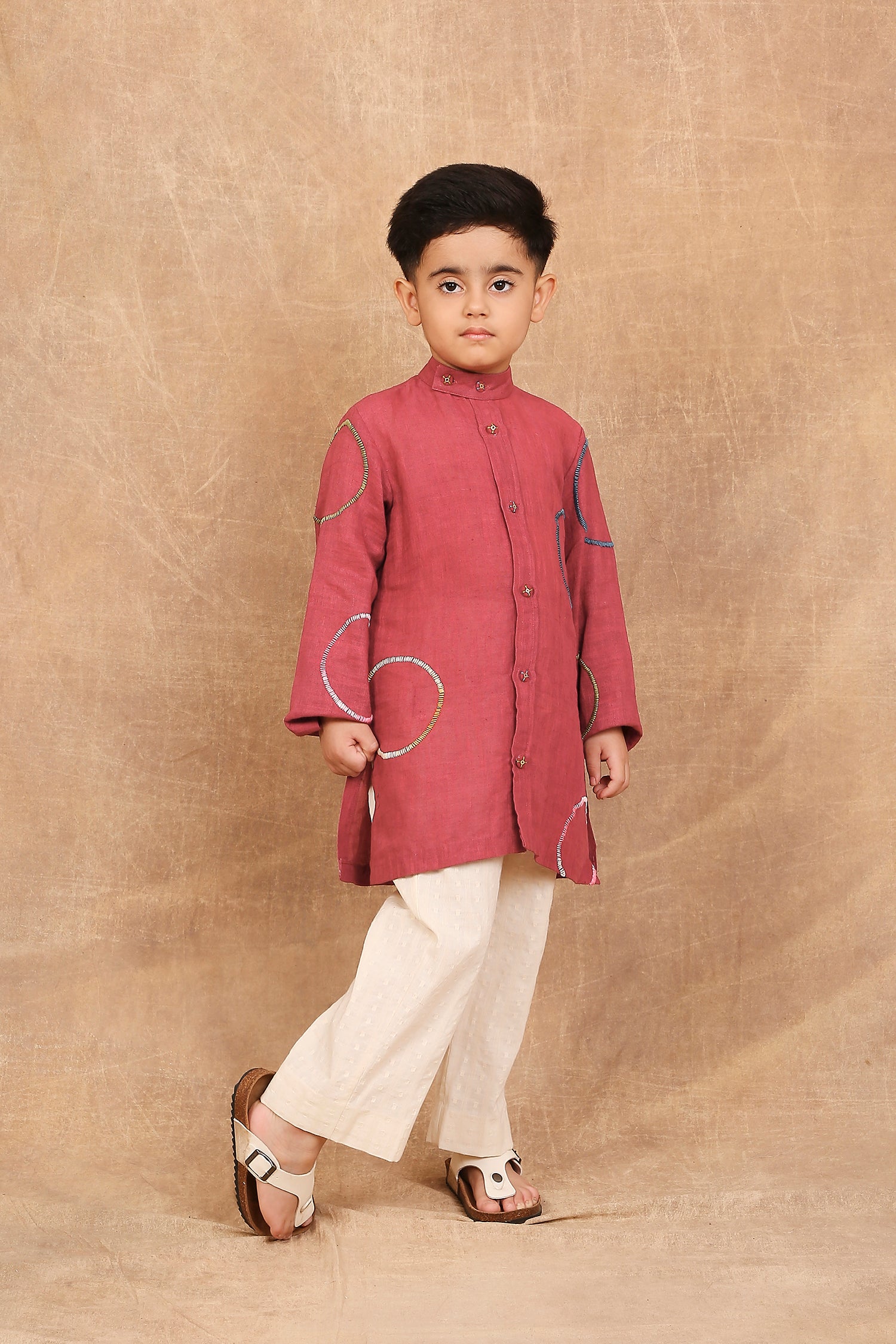 Rainbow earthy red kurta - Totdot