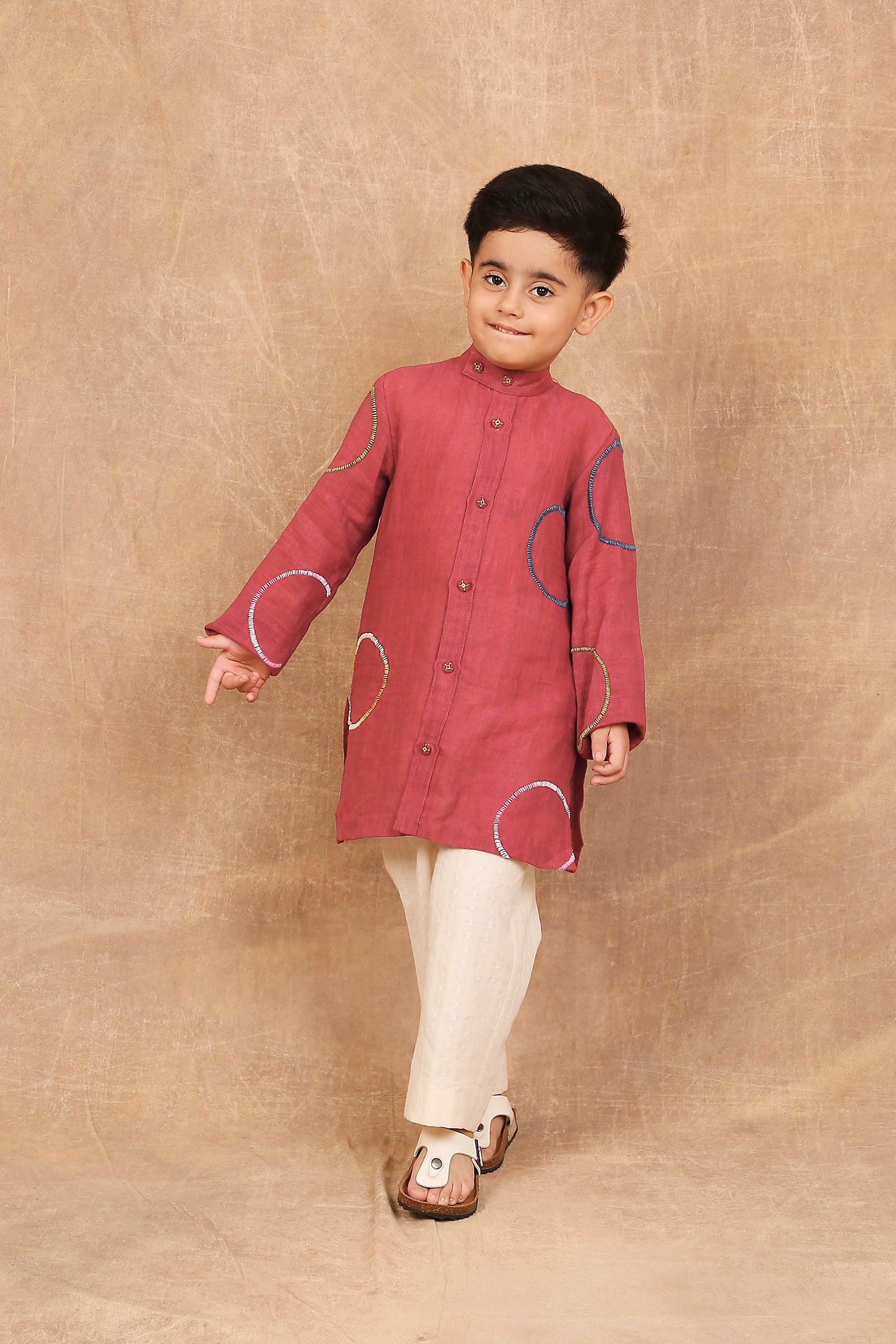 Rainbow earthy red kurta - Totdot